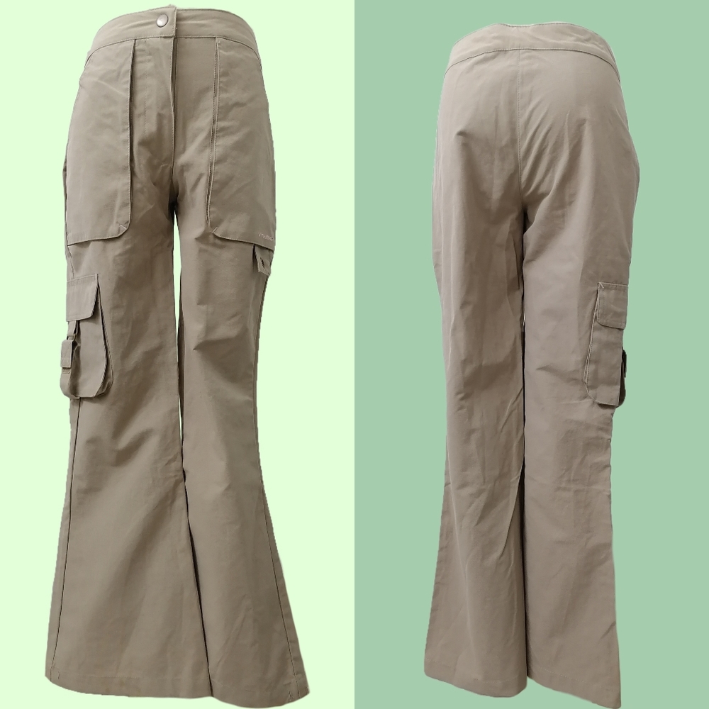 khaki high waist cargo pants